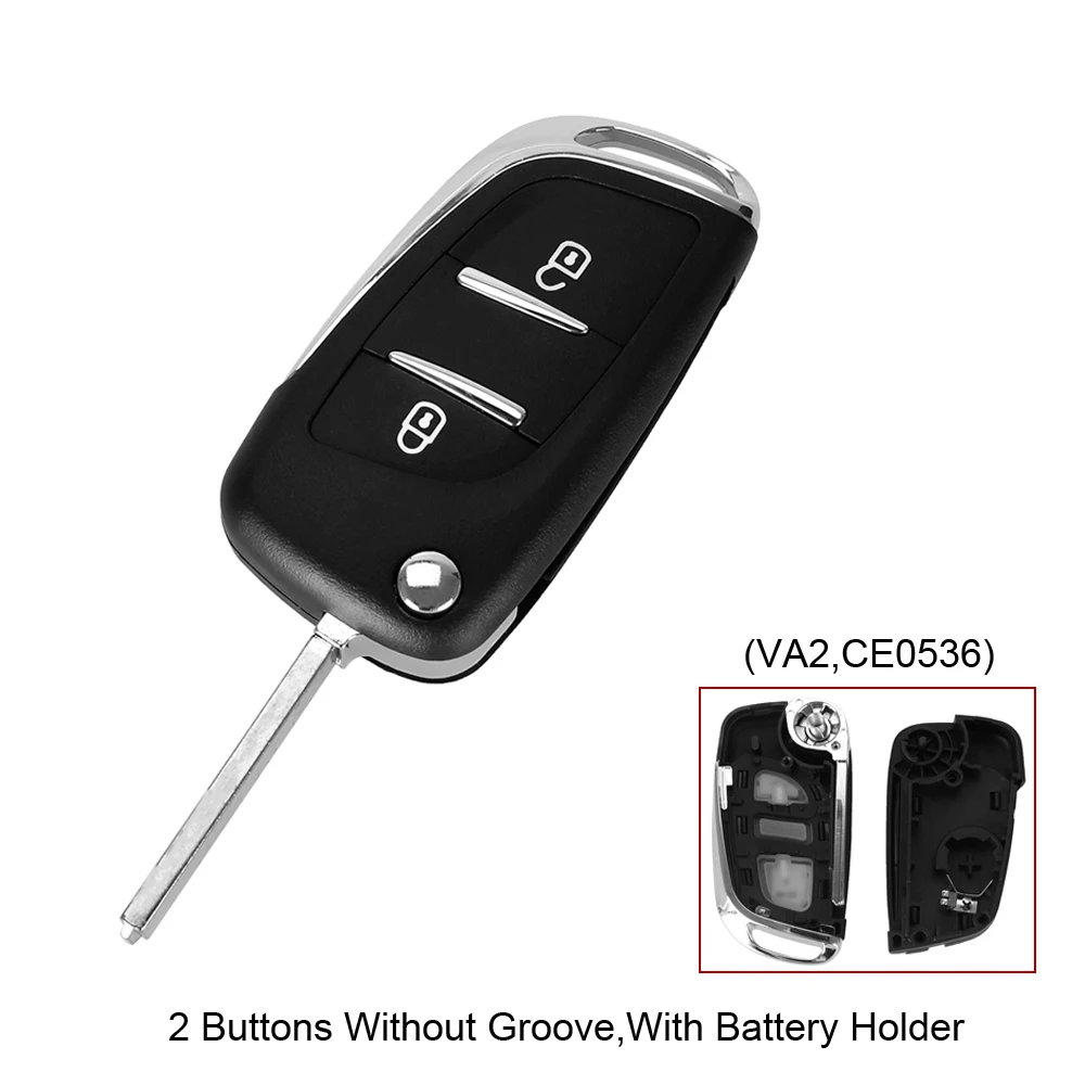 DANDKEY 2/3 кнопки Флип Складные удаленной машине Корпус ключа для Peugeot 107 207 307 306 407 408 607 CE0536 с HU83/VA2 лезвие - Количество кнопок: 2B VA2