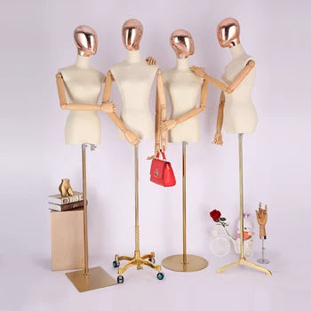 

New Style Hot Sale Dressmaking Model Female Fabric Mannequin With Golden Head Hot Sale