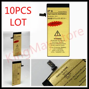 

10pcs/lot High Capacity Golden For iphone6 Gold battery Zero-cycle High Quality replacement Battery for iPhone 6 Battery