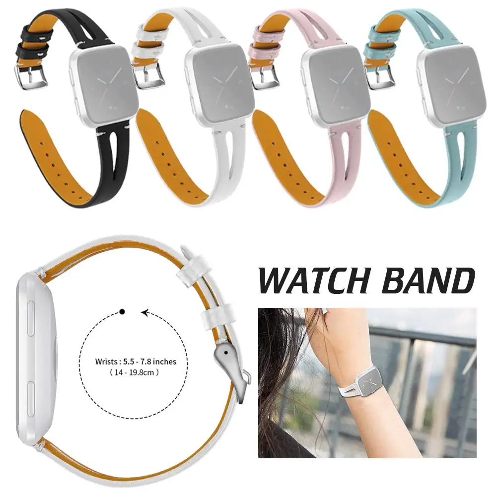 

Hot Sale 23 MM Leather Strap Replacement Watch Band 2019 New Arrival Middle Open Wristband For Fitbit Versa Smart Watch
