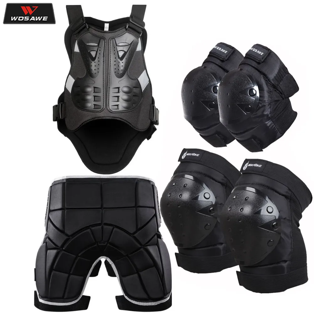 

WOSAWE Motocross Armor Back Support Chest Protector Motorcycle Ski Skateboard Protection Jacket Knee Elbow Pad Hip Pad Butt Pad