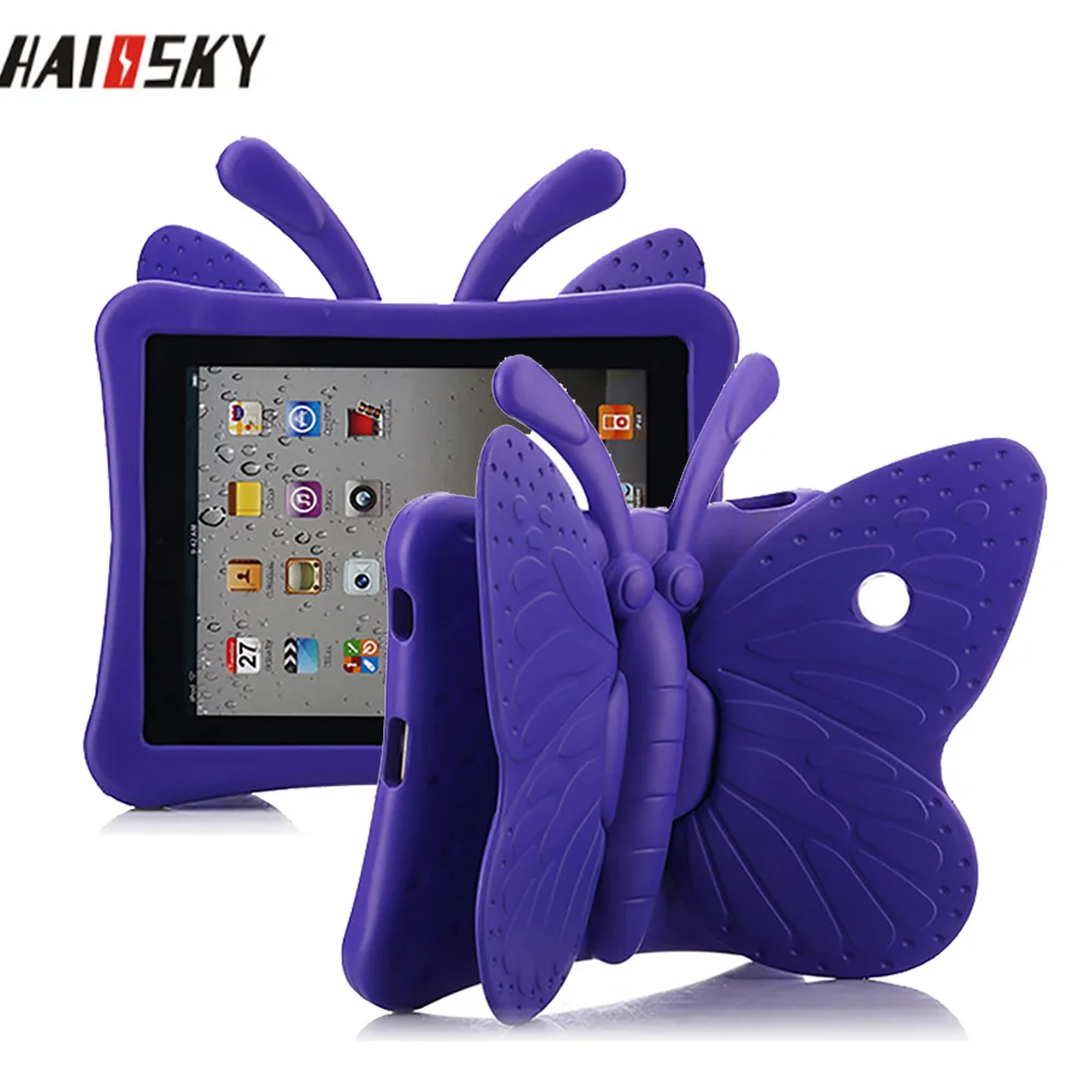 

Cute Butterfly EVA Shockproof Case For Apple iPad 2 3 4 3D Wings Stands Holder Tablet Kids Cover For iPad 2 3 4 360 Protect Case