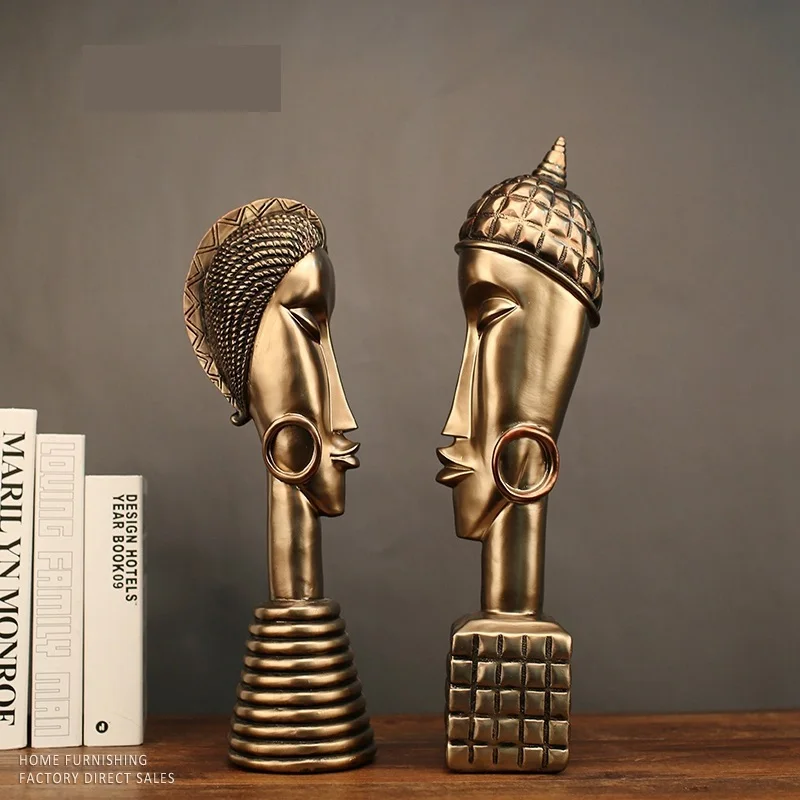 Creative Resin Home Decoration Accessories Bronze African Statues