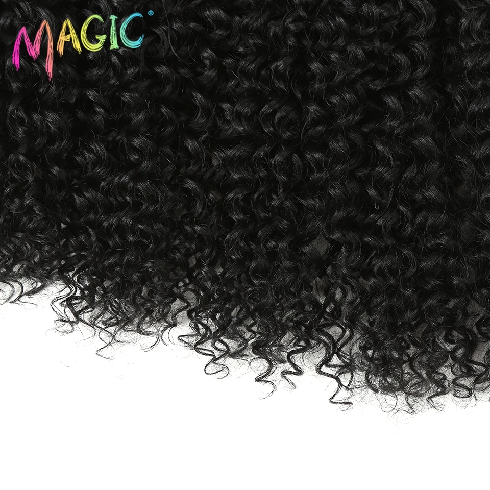 Syntetyczne Afro Kinky kręcone włosy blond 16-20Inch 7 sztuk/lot syntetyczne przedłużanie włosów 6Pieces z zamknięciem koronki dla czarnych kobiet -