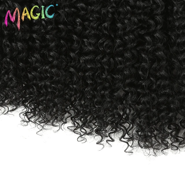 Syntetyczne Afro Kinky kręcone włosy blond 16-20Inch 7 sztuk/lot syntetyczne przedłużanie włosów 6Pieces z zamknięciem koronki dla czarnych kobiet -
