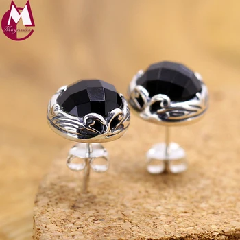 

Fashion Agate Black Earrings For Women 100% 925 Sterling Silver Earrings Punk Classic Party Wedding Mom Gifts Fine Jewelry SE53