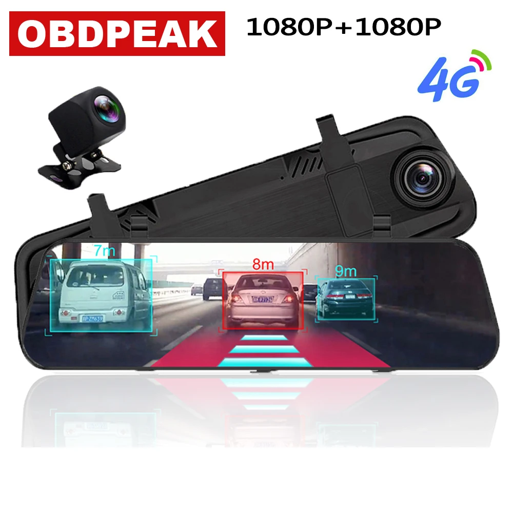 

4G Android Car DVR Camera 10 Inch Streaming RearView Mirror FHD 1080P ADAS Dash Cam Video Recorder Auto Registrar Dashcam GPS