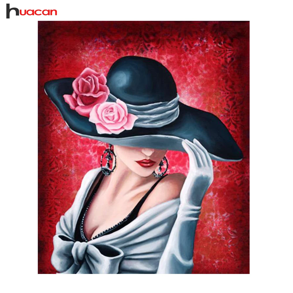 HUACAN الماس فسيفساء صورة جميلة فتاة الماس مجموعة أدوات رسم الهوايات و الحرفية المعيشة غرفة ديكور DIY الصورة حجر الراين