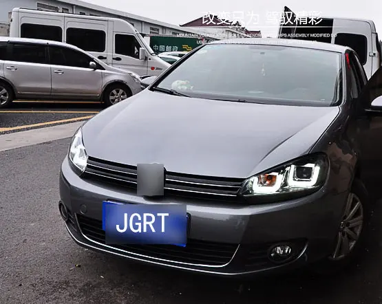 2 шт. светодиодный фары для VW Golf 6 2009-2013 автомобилей Светодиодный свет двойной ксеноновой линзы автомобильные аксессуары Габаритные огни противотуманные фары