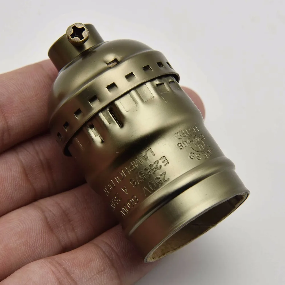 E27 Винтаж розетку Edison лампа держатель Ретро алюминиевые подвесные винт круглые светодиодные лампы верхнего света разъем 5 шт