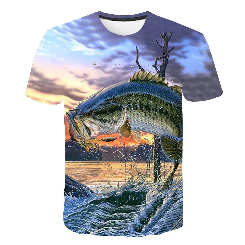 2019 New Fish 3d t Shirt Men Hip HopTshirt Fisherman Tropical Print T-shirt Funny T Shirts Summer Fishinger Animal Mens Clothing