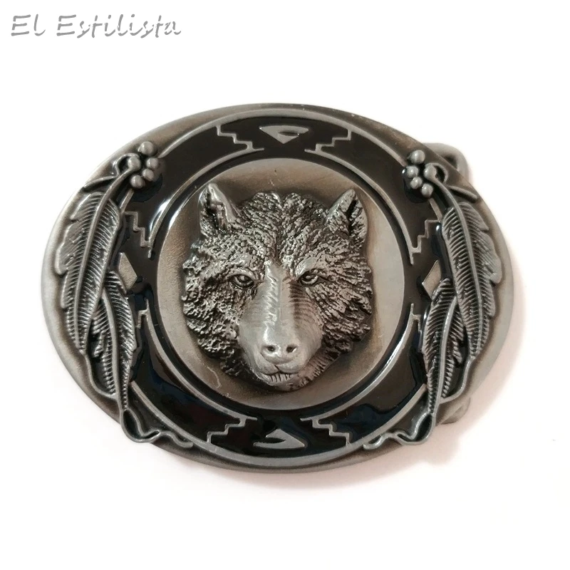 Mens Fashion Animal 3D Wolf Head Belt Buckle for 4cm Belts Jeans