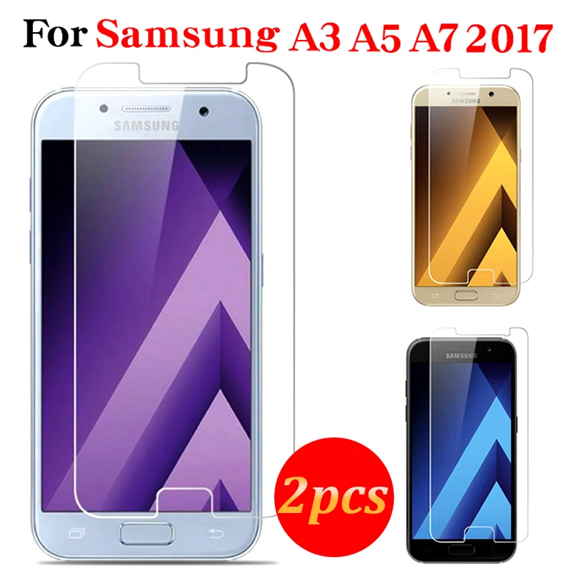 

For Samsung Galaxy A3 A 5 A 7 2017 glas Cover Tempered Glass For Samsung A320F A3200 A520F A720F Screen Protector Film Case 2pcs