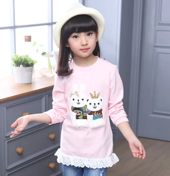 

4-14 Children Girls Tops Tees Spring Brand Wear Long Sleeve Girls T shirt Dress Cartoon Sweatshirts Girl Casual Clothing