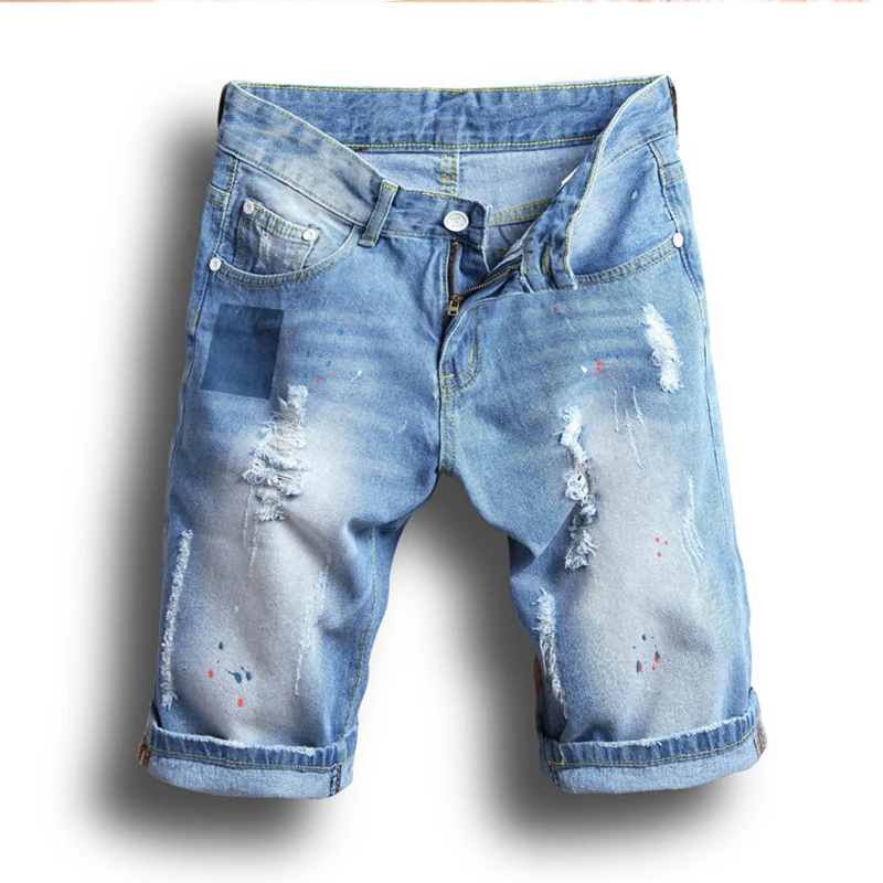 

NEW 2019 summer fashion casual men's shorts hole Denim shorts