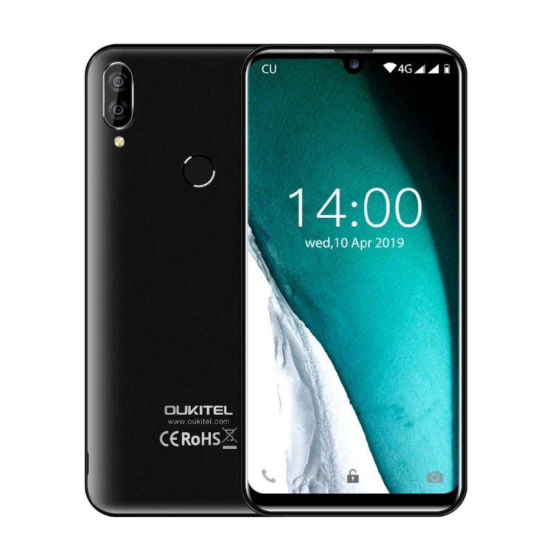 Смартфон OUKITEL C16 Pro, 3 ГБ, 32 ГБ, четырехъядерный процессор MTK6761P, 5,71 дюймов, экран в виде капли воды, 19:9, отпечаток пальца, LTE, 2600 мА/ч, для распознавания лица, мобильный телефон - Цвет: BLACK