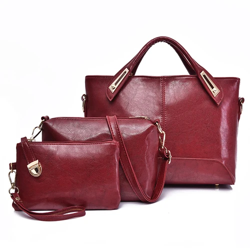 Женская сумка с короткими ручками, женские сумки известного бренда для девочек, сумки-мессенджеры, 3 комплекта, искусственная кожа, композитная сумка, женская сумка, 48 - Цвет: Красный