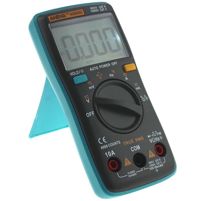 ANENG AN8002 Digital True RMS 6000 Counts Multimeter AC/DC Current Voltage Frequency Resistance Temperature Tester / + Test Lead Set