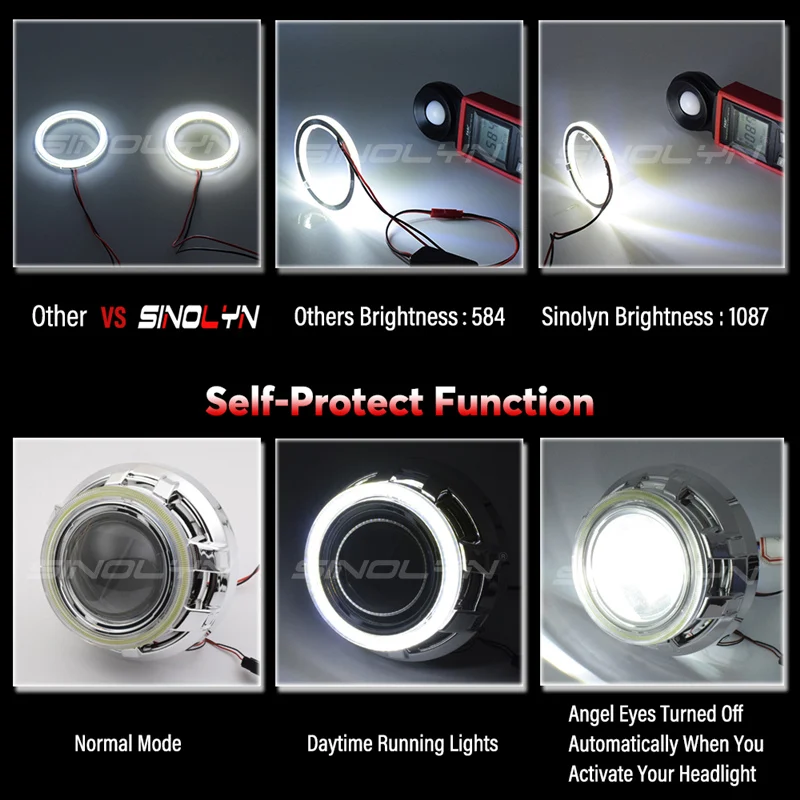 SINOLYN 3,0 Pro HID Биксеноновые линзы фары для автомобиля проектор Объектив COB светодиодный ангельские глазки Halo DRL налобный фонарь модифицированный DIY автомобиль-Стайлинг