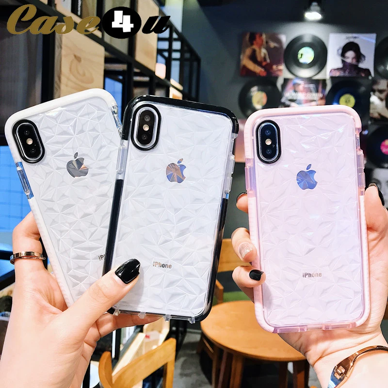 

Luxury Bling 3D Diamond Texture Grid Silicone Protective Phone Cases for iPhone XS Max XR X 10 7 8 6s Plus Glitter Cover coque