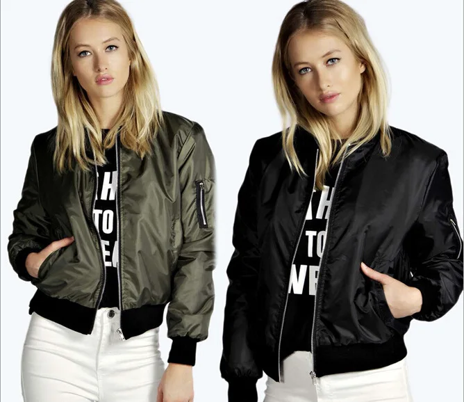 

Pure Color Short Zipper With Jacket Outside Womens Classic Quilted Jacket Short Padded Bomber Jacket Coat