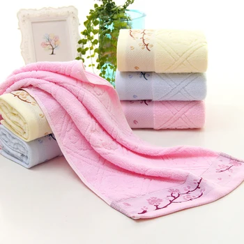 

2017 New 33*74cm Branches Plum Blossom Pattern Cotton Absorbent Towel Dry Hand Face Towels