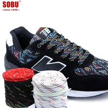 New twill two-color casual personality shoelace double-layer flat black and white blend shoe lace T122