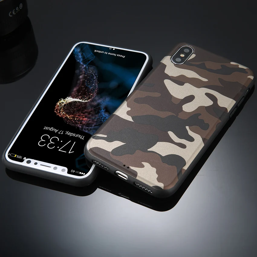 Армейский зеленый камуфляжный чехол для iPhone X 6 6S 7 8 Plus мягкие силиконовые чехлы из