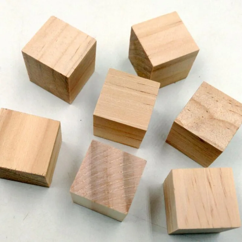 

50pcs/lot 25mm Size Natural Wooden Square Mini Cube Embellishment for Kids Children Solid Wooden Blocks Beads DIY Craft
