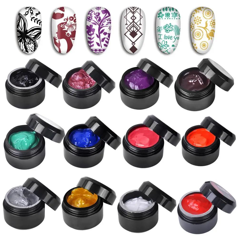 Набор из 12 цветов Biutee, 8 мл, Гель-лак для стемпинга ногтей, УФ-светильник для лечения маникюра, печатный гель, отмачиваемый, УФ светодиодный набор для гель-лака