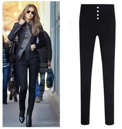 Новые модные эластичные джинсы с высокой талией размера плюс 3XL, тонкие обтягивающие брюки-карандаш, Сексуальные облегающие джинсовые штаны для женщин - Цвет: black
