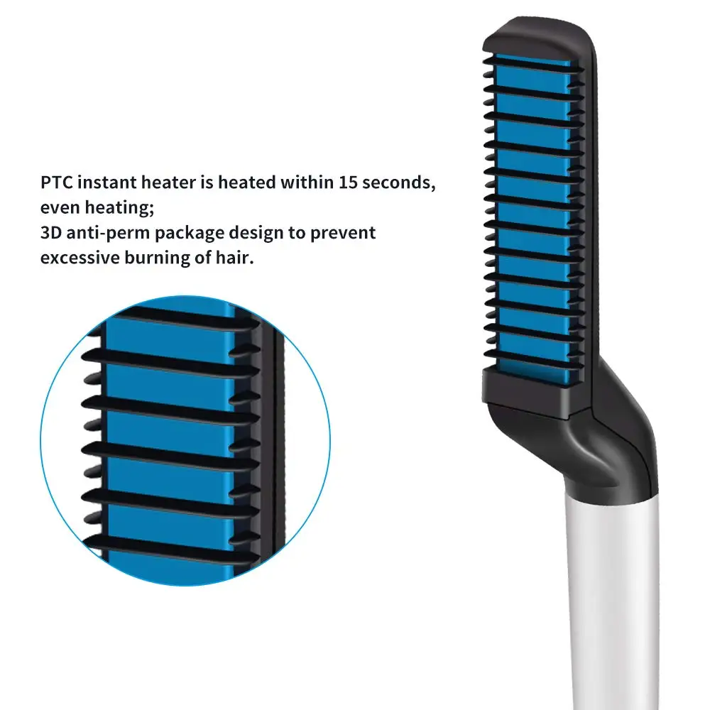 2 в 1 быстрый выпрямитель для бороды, стайлер, расческа, многофункциональная Плойка для завивки волос, инструмент для шоу, кепка, Электрический стайлер для волос для мужчин