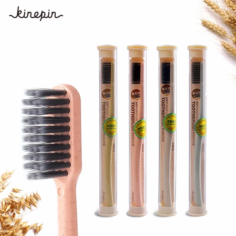 1Pc Travel Toothbrush Creative Health Eco Friendly Portable Wheat Straw Handle Solf Bristle Tooth Brush with Cylinder Holder | Красота и