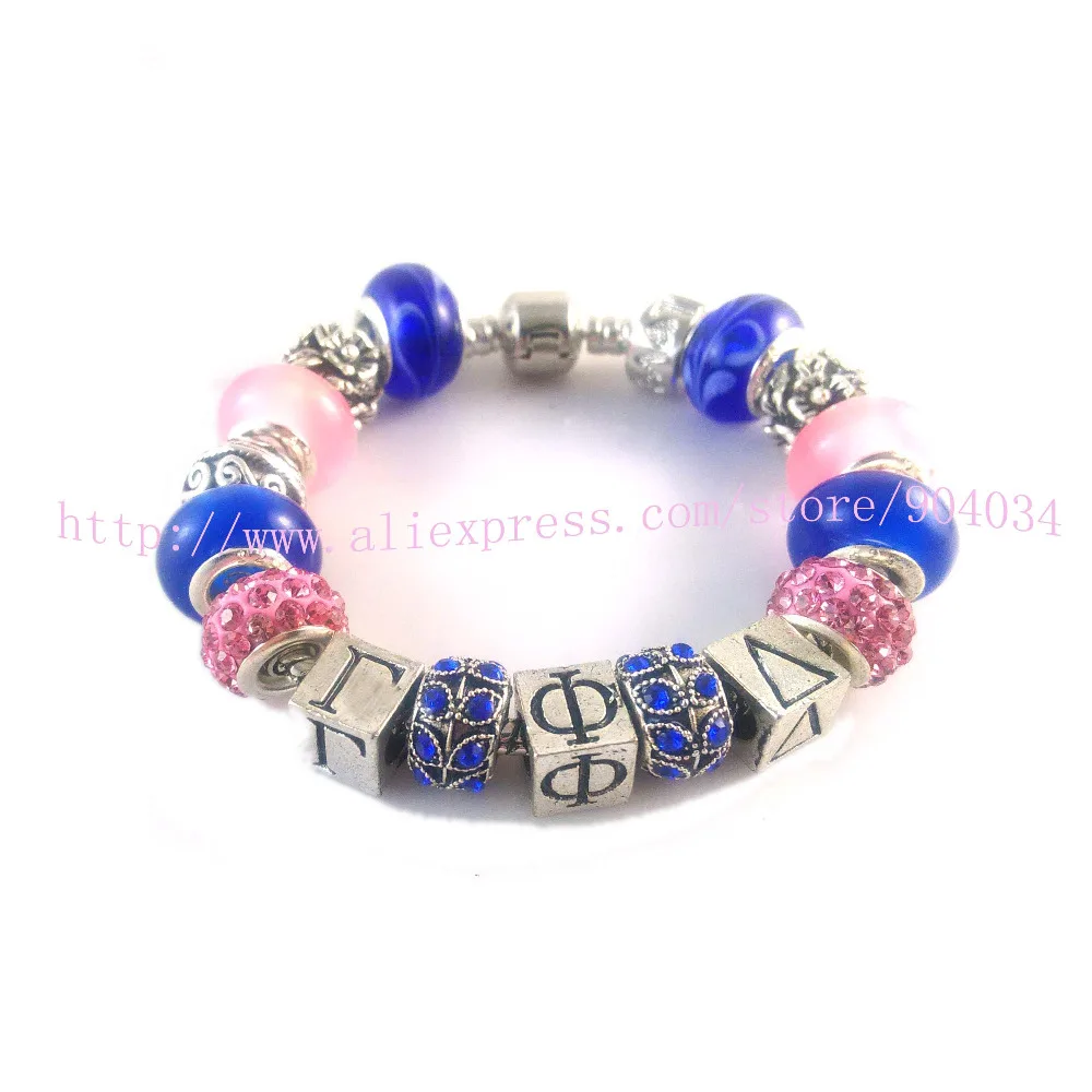 Newest Custom Gamma Phi Delta Sorority charm bead bracelet bangle 1pc