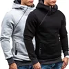 New Casual Solid Mens Hoodies Diagonal Zipper Long Sleeve Hoodie Sweatshirts Men Hoody Pullover Sweatshirt Hooded Sweat Homme ► Photo 1/6