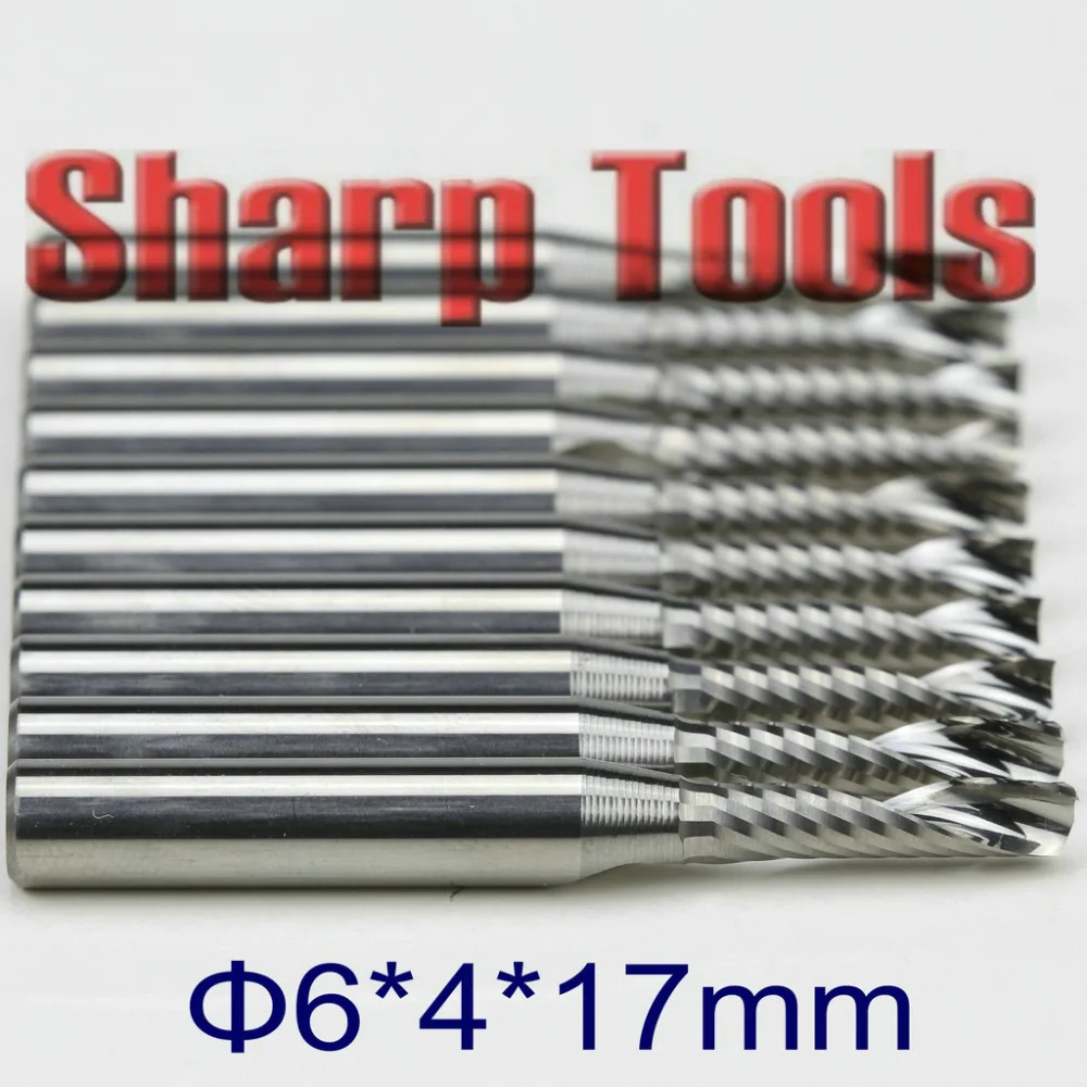 

6*4*17mm Single 1 Flute End Mill Spiral CNC Router Bits Cutting Tools China Solid Carbide Endmill Bits Drill Cutter Set 5pcs