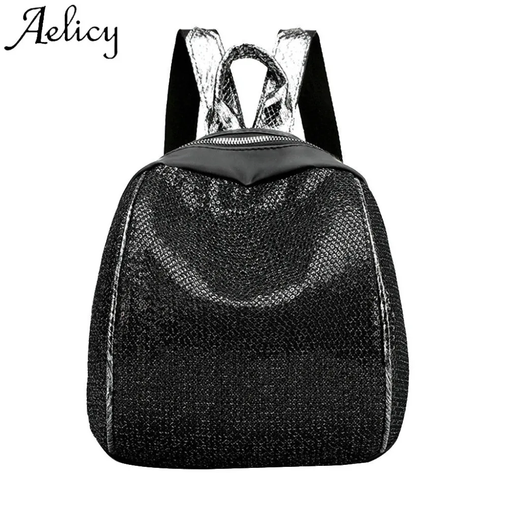 

Aelicy Fashion Women's Backpack Phone Pocket High Quality Beautiful 2019 New Sequin Travel School Zipper for Women Bags Shell