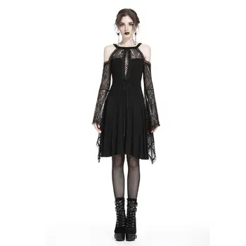 

Darkinlove Women Gothic Dress Black Sexy Hollow Out Cold Shoulder Mini Party Dress
