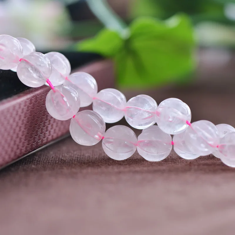 

Joanlyn Grade A Madagascar Natural Rose Quartz Beads NOT Dyed 8mm-14mm Round Carved Pumpkin 15 Inch Strand RZ55