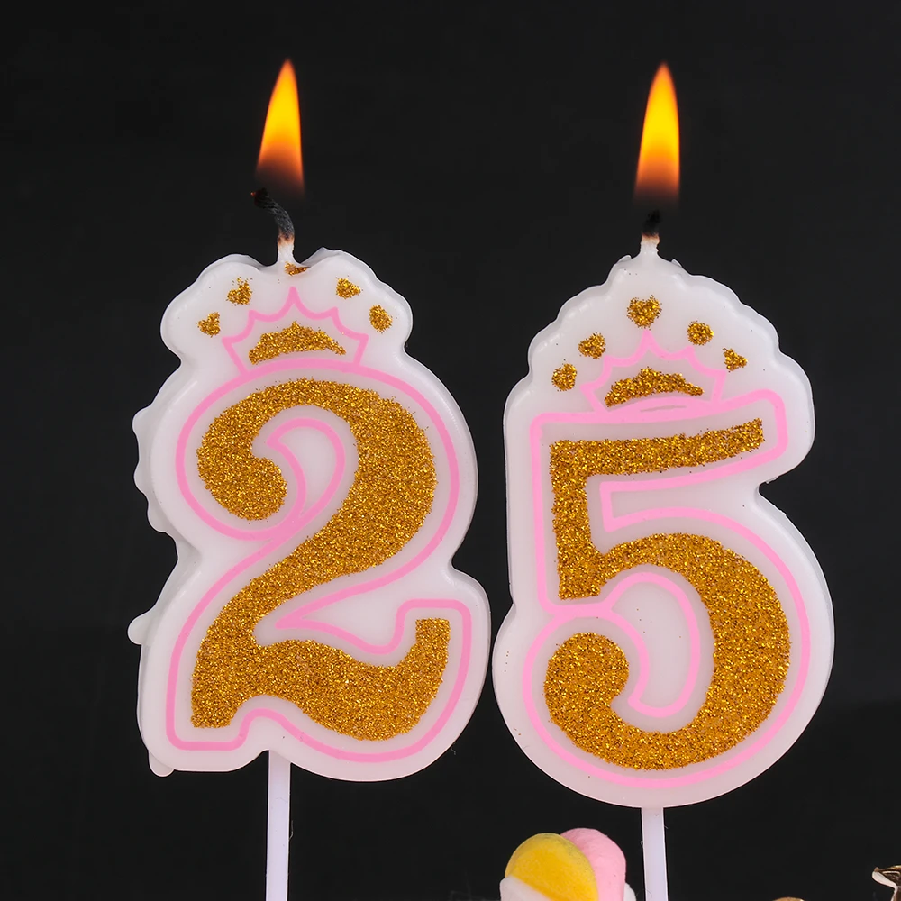 1 шт. блестящая золотистая Розовая/синяя свеча для детей 1, 2, 3, 4, 5, 6, 7, 8, 9, 0, свеча с цифрами короны для маленьких девочек и мальчиков, украшения для торта на день рождения