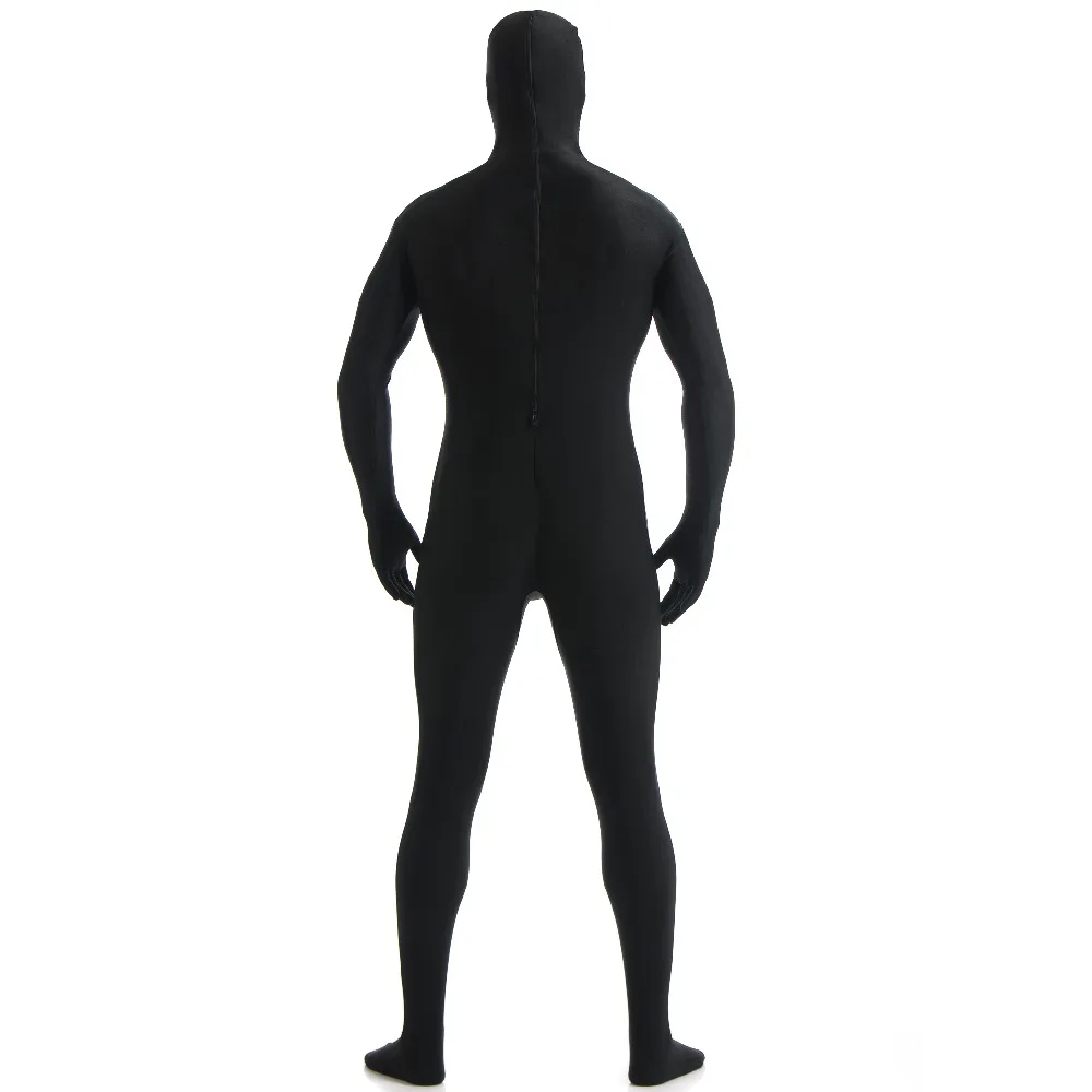 Взрослых лайкра спандекс нейлон лицо Открыть черный костюм Зентаи Для мужчин Одна деталь второй колготки телесного цвета полный тело
