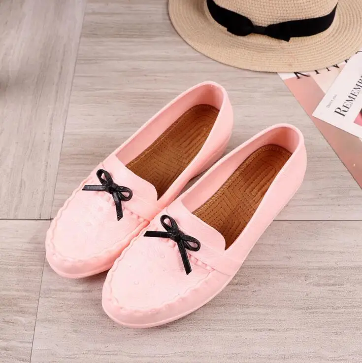 Rouroliu Women Non-Slip Shallow Rain Shoes Waterproof Flat Platform Shoes Autumn Bowknot Ankle Water Shoes Wellies FR50 Rouroliu Women Non-Slip Shallow Rain Shoes Waterproof Flat Platform Shoes Autumn Bowknot Ankle Water Shoes Wellies FR50