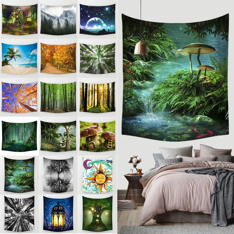 Fairy Forest Tapestry Bohemian Wall Hanging Tapestry Forest Starry Night Tapestry for Home Wall Decorations Tapestries