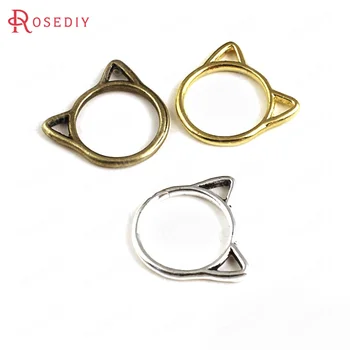 

(29830)50PCS 19.5x17MM Antique Style Zinc Alloy Cat Rings Charms Pendants Diy Handmade Jewelry Findings Accessories