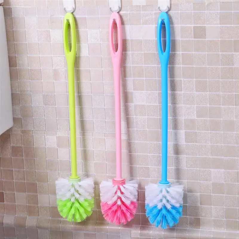 3pcs Toilet Bowl Brush with Plastic Handle for Bathroom Cleaning
