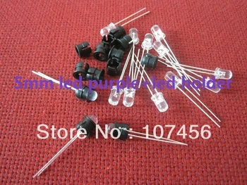 

100pcs 5mm round led 5mm Purple LED+led holder free shipping 5mm light-emitting diode water clear lens led lamp