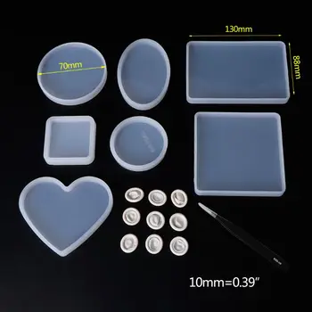 

1 Set Silicone Mold Mirror Epoxy Resin Crafts Handmade Geometric Heart Shaped Square DIY Jewelry Making Findings Cake Decoration