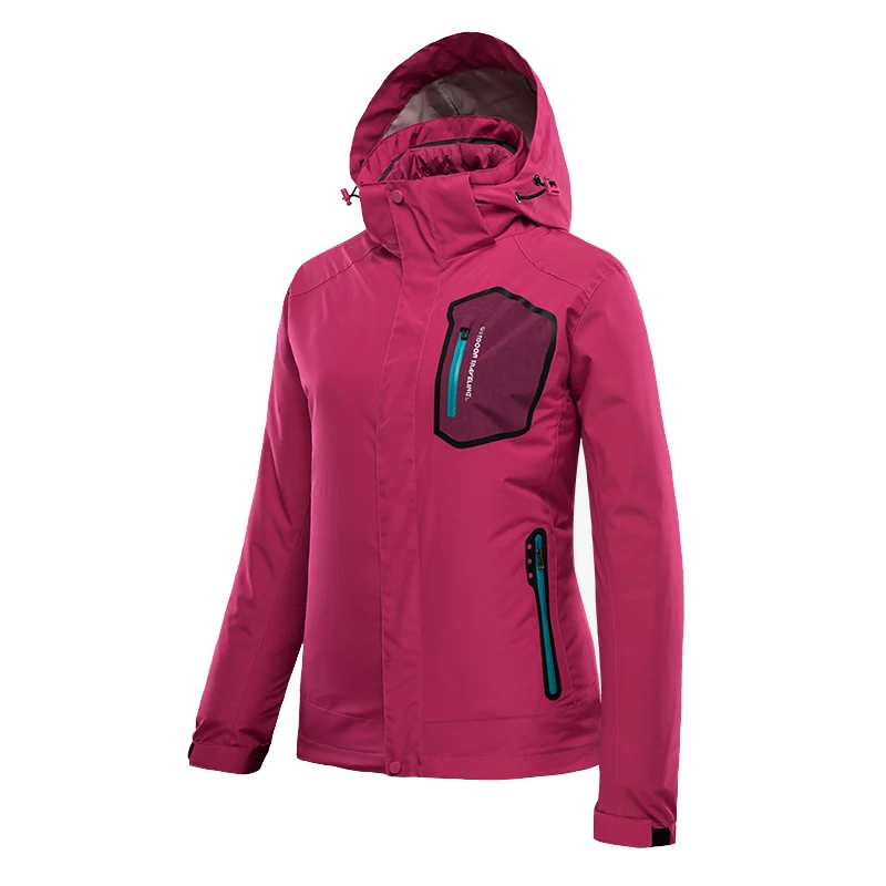 2в1 женская зимняя куртка+ подкладка с подогревом водонепроницаемая Ветровка Куртки для пешего туризма термальный кемпинг, катание на лыжах Мужское пальто - Цвет: women-roes red