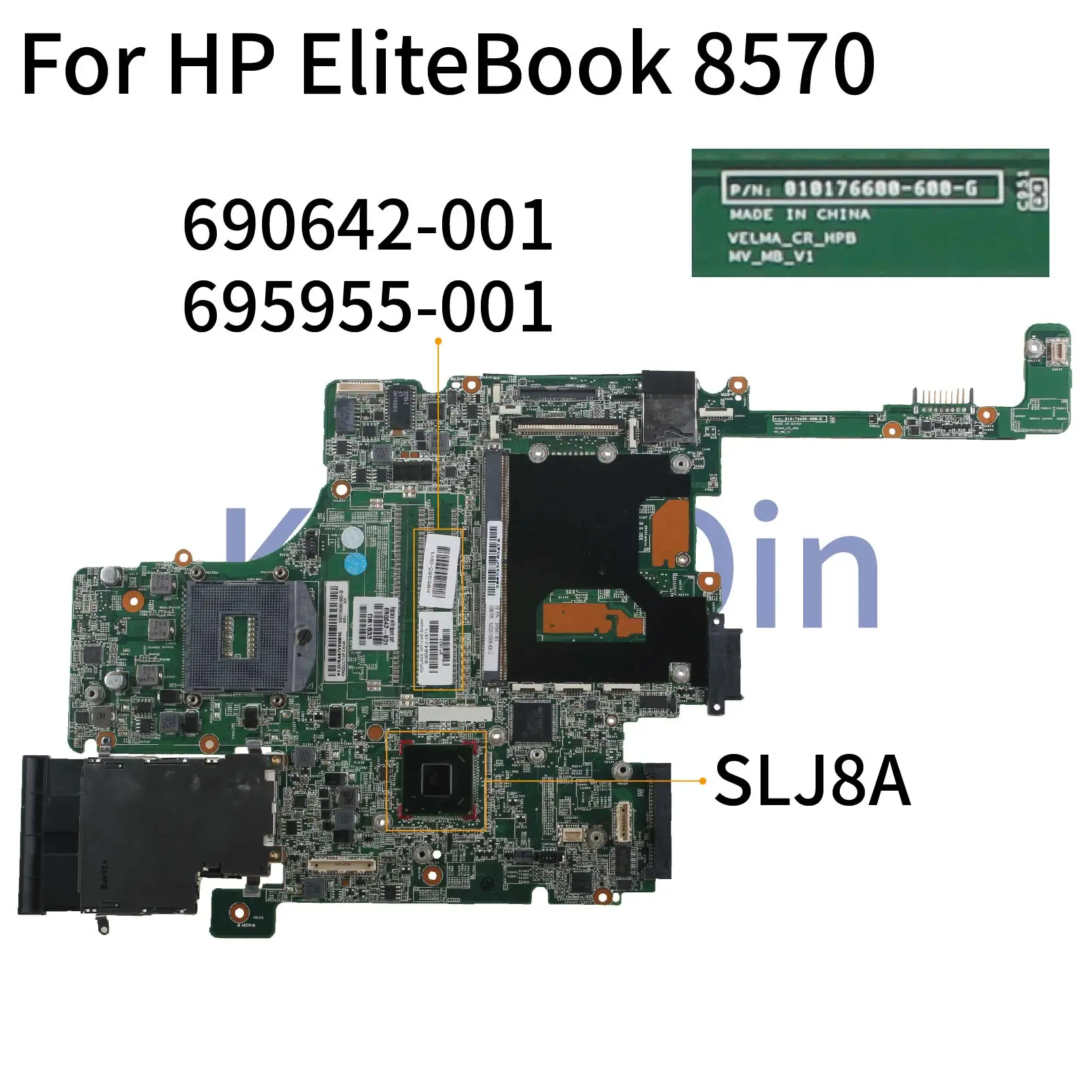 

Материнская плата KoCoQin для ноутбука HP EliteBook 8570W QM77 2RAM, материнская плата 690642-001 690642-501 010176600-600-G SLJ8A