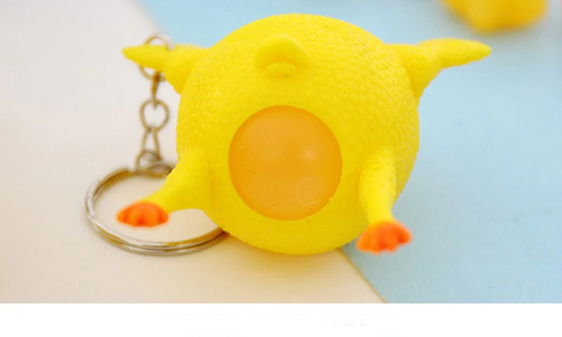 Cute Chicken Egg Laying Hens Crowded Stress Ball Keychain Creative Funny Spoof Tricky Gadgets Toy Chicken Keyring Key Chains